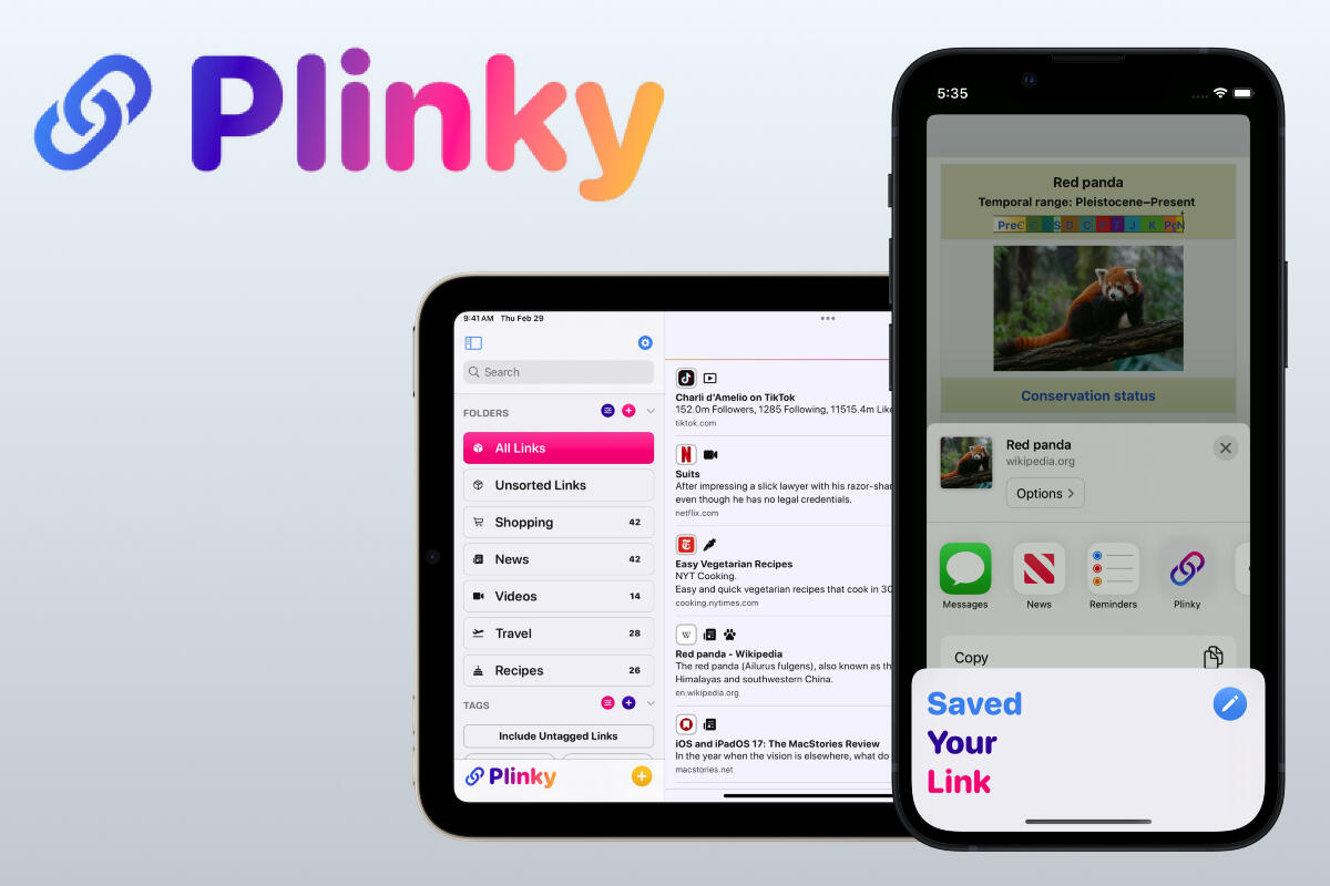 Plinky’s share extension lets you save links from any app on your iPhone and iPad. Save links in Chrome, Firefox, Safari with handy browser extensio